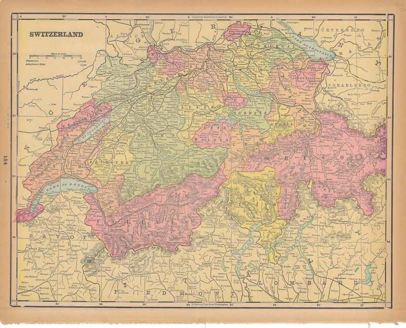 1887 Map of Switzerland