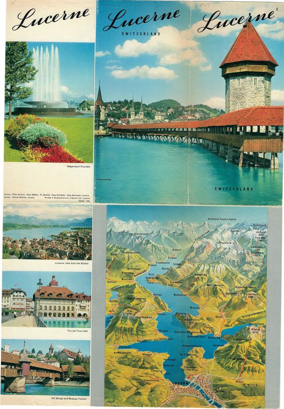 1960 Illustrated  Map of Lucerne , Switzerland