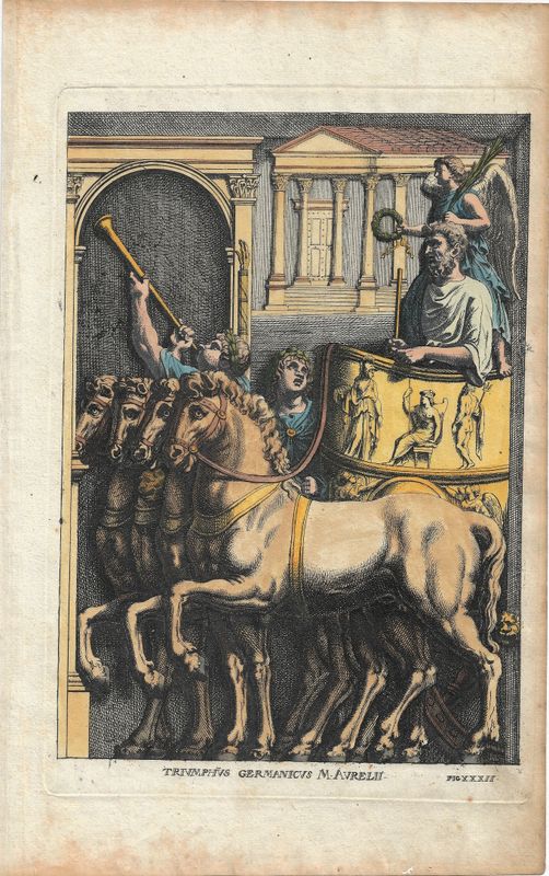 1740 Copper Engraving of The Triumph over Germanicus by Marcus Aurelii Ceasar