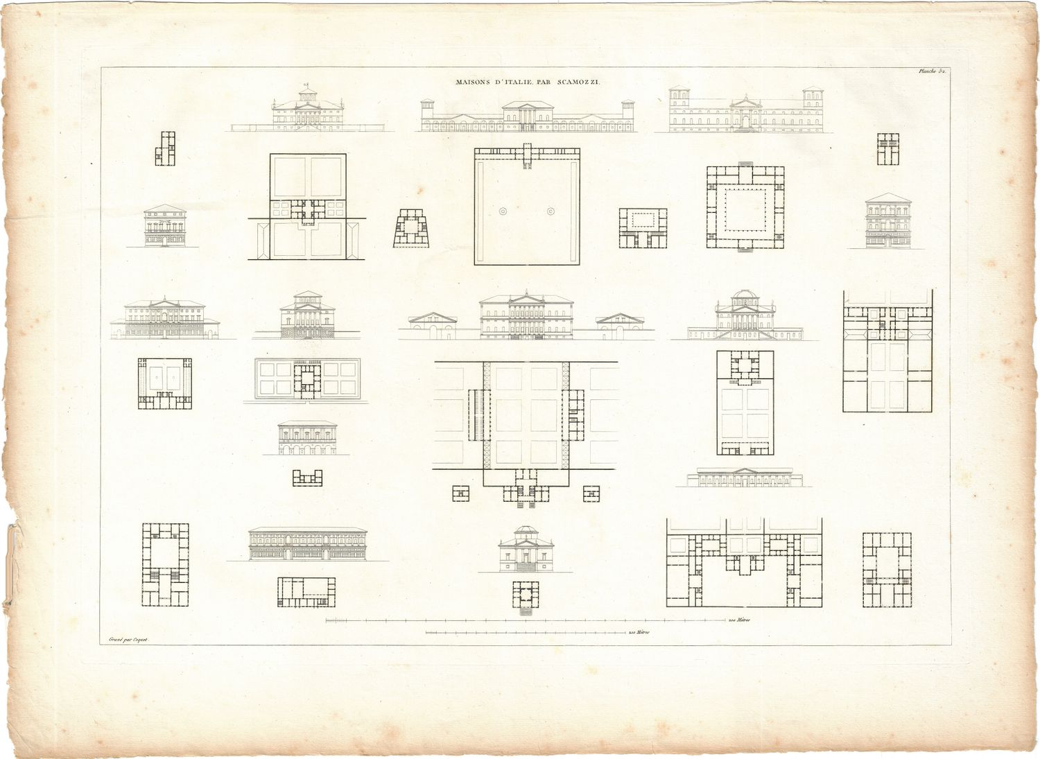 1799 Architectural Engraving of Maisons D'Italie de Scamozzi by JNL Durand