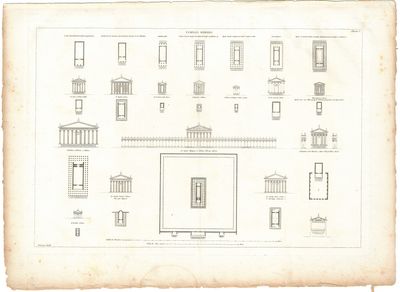 1799 Architectural Engraving of Temple Romains by JNL Durand