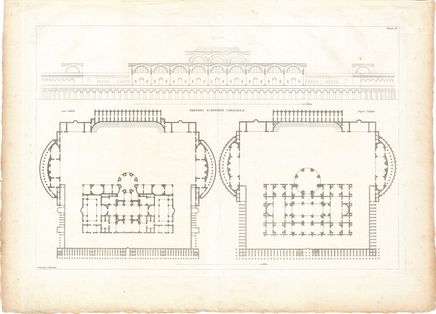 1799 Architectural Engraving of Thermes D&#39;Antonin Caracalla by JNL Durand