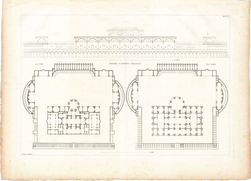 1799 Architectural Engraving of Thermes D'Antonin Caracalla by JNL Durand