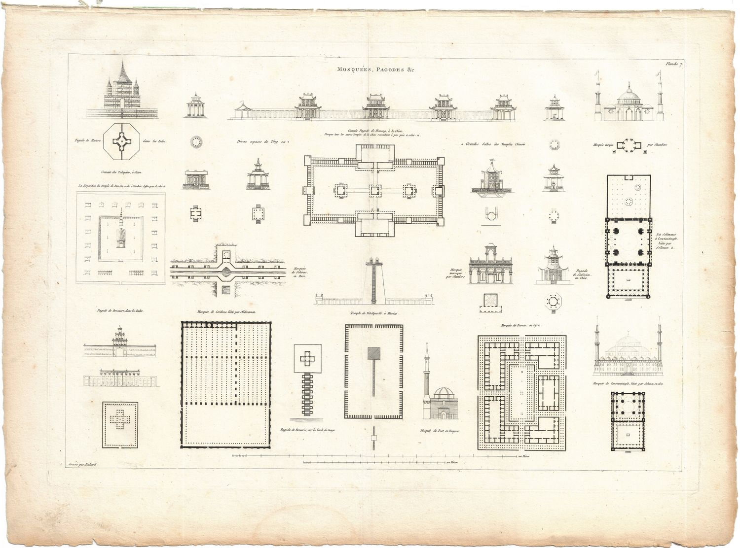 1799 Architectural Engraving of Mosquees et Pagodas by JNL Durand