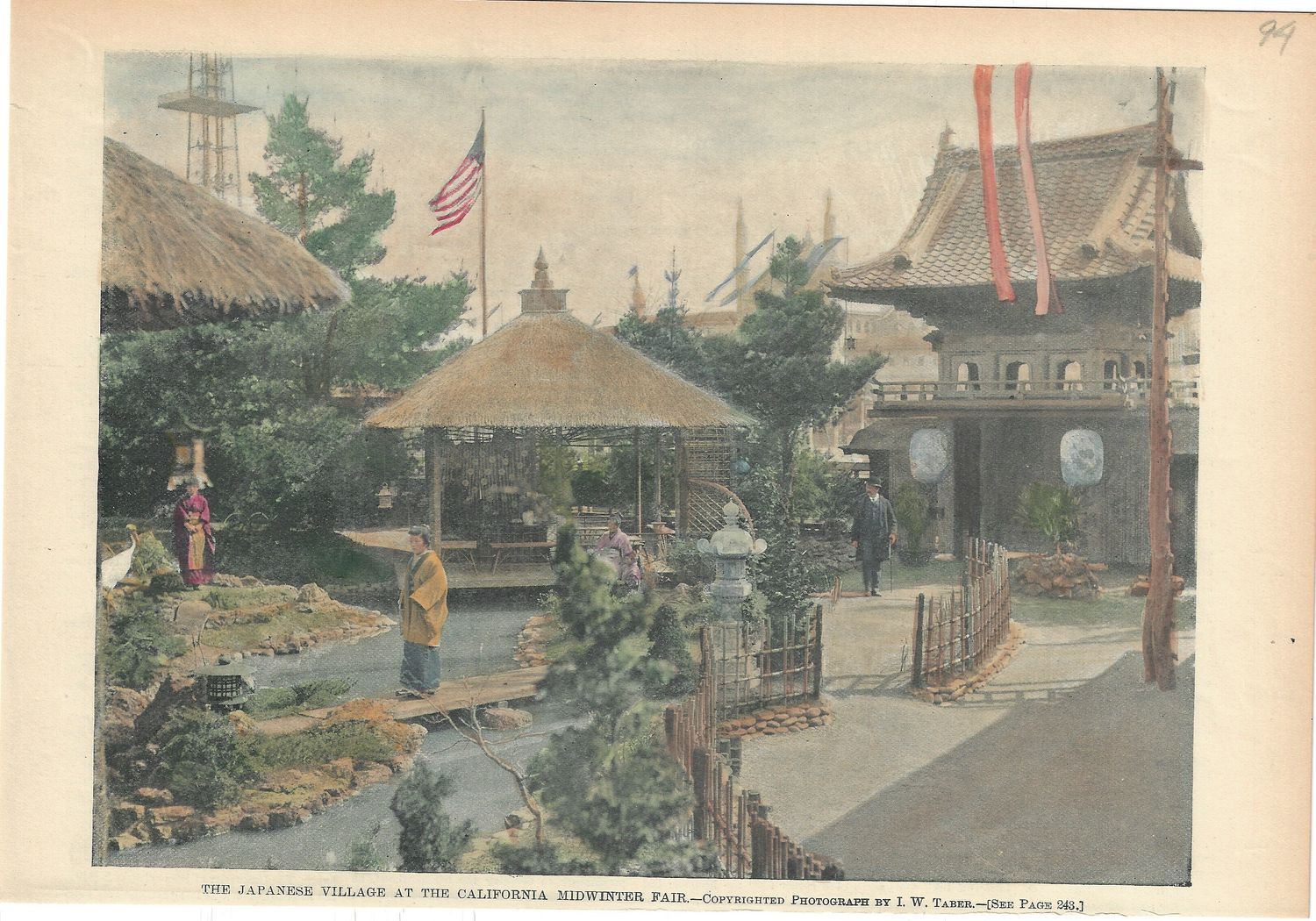 1894 Midwinter Fair Japanese Village View by Harpers in monochrome w/ hand color added later
