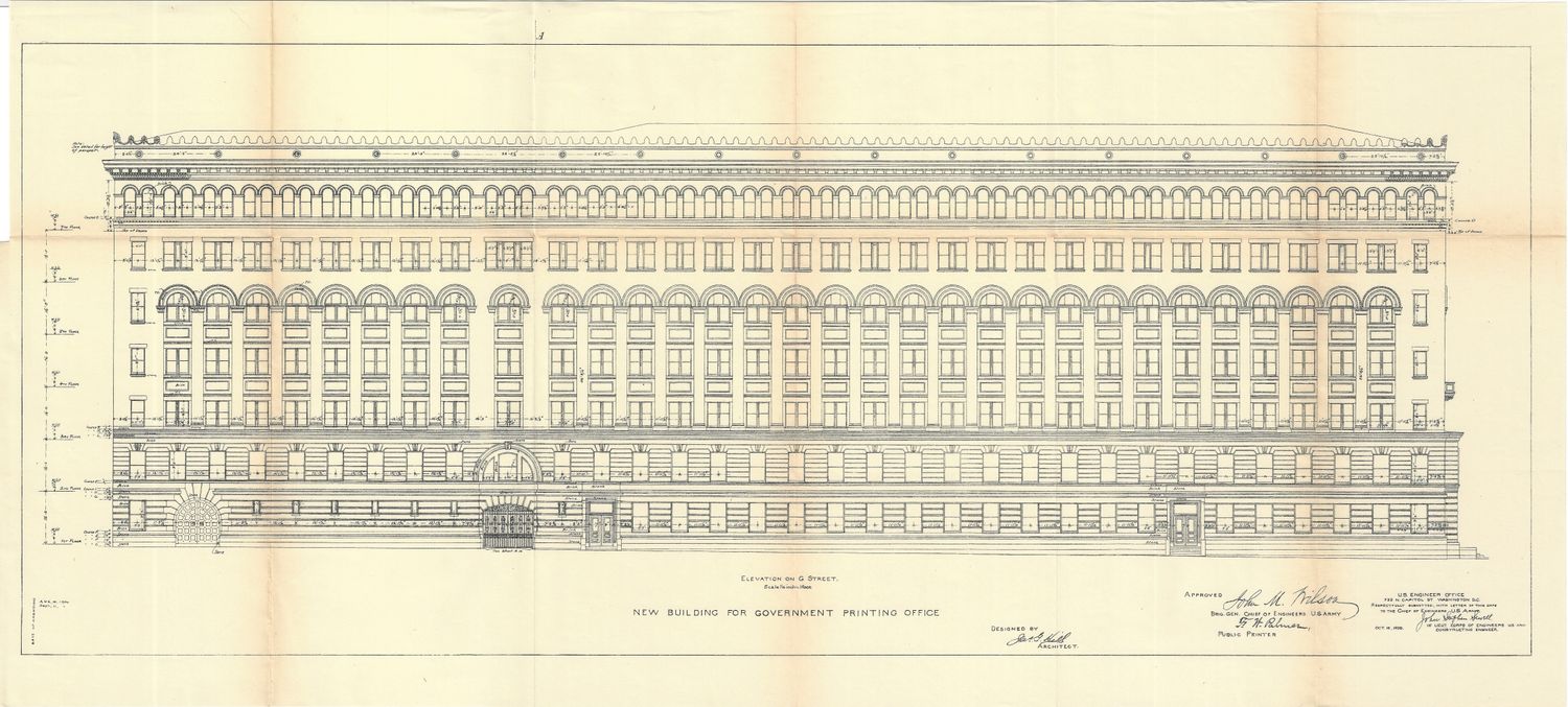 1899 Architechtural Plans for the New Government Printing Office in Washington DC,