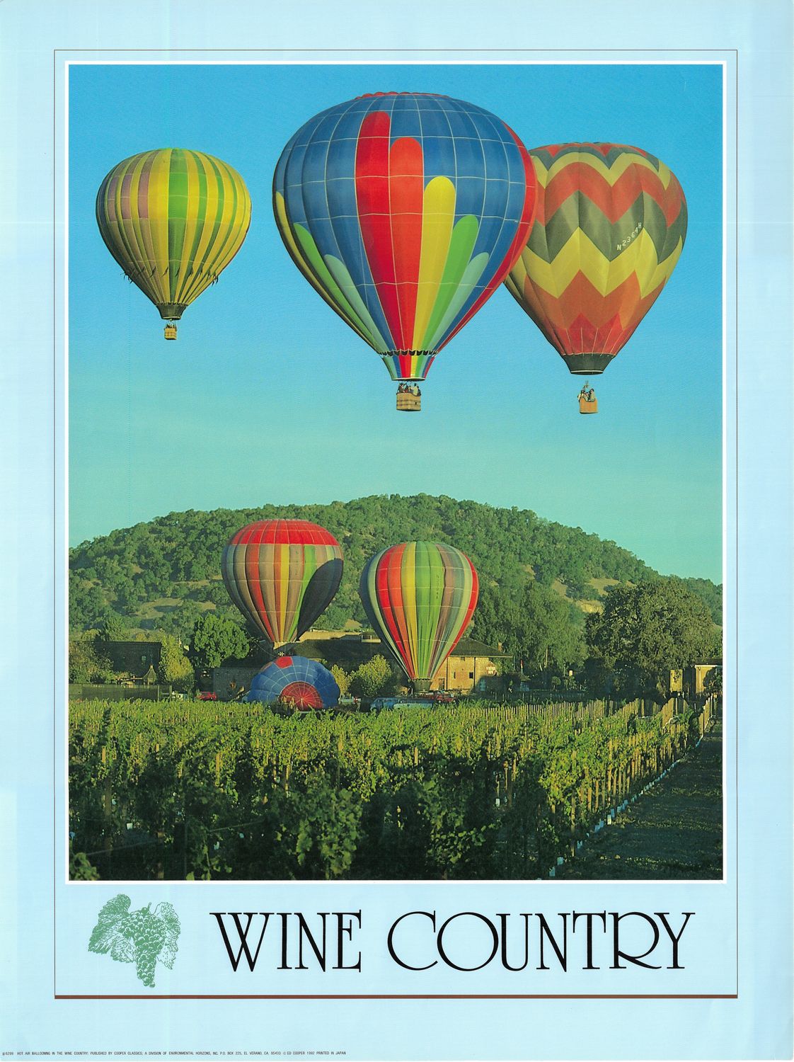 1992 Wine Country Poster with Hot Air Balloons