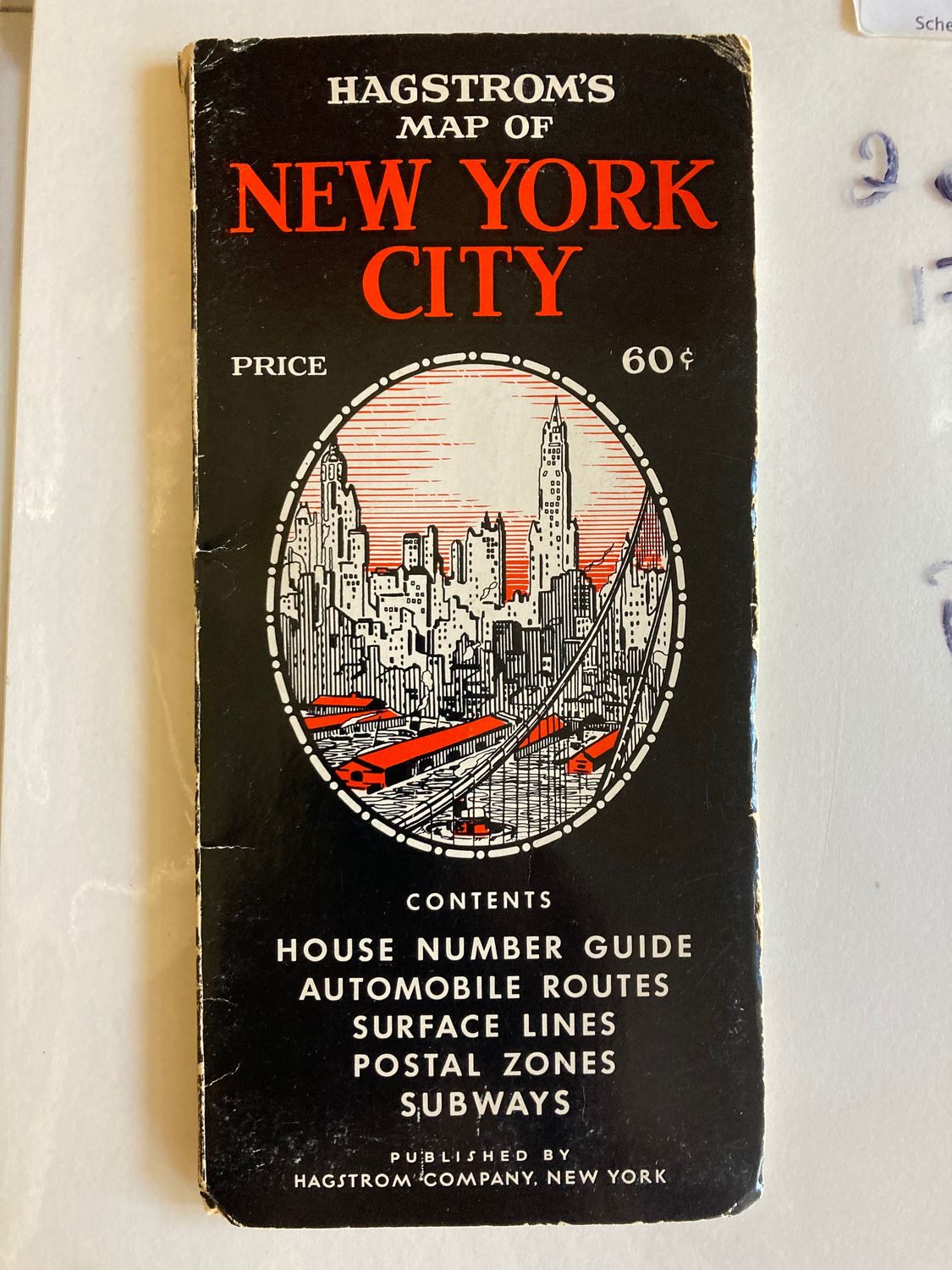 1960 Folding Map of New York City by Hagstrom