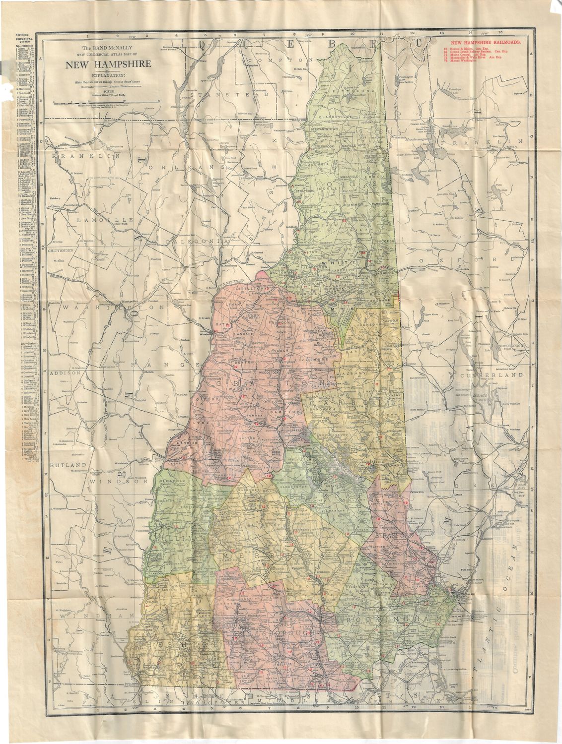 1915 Pocket Map of New Hampshire by Rand McNally