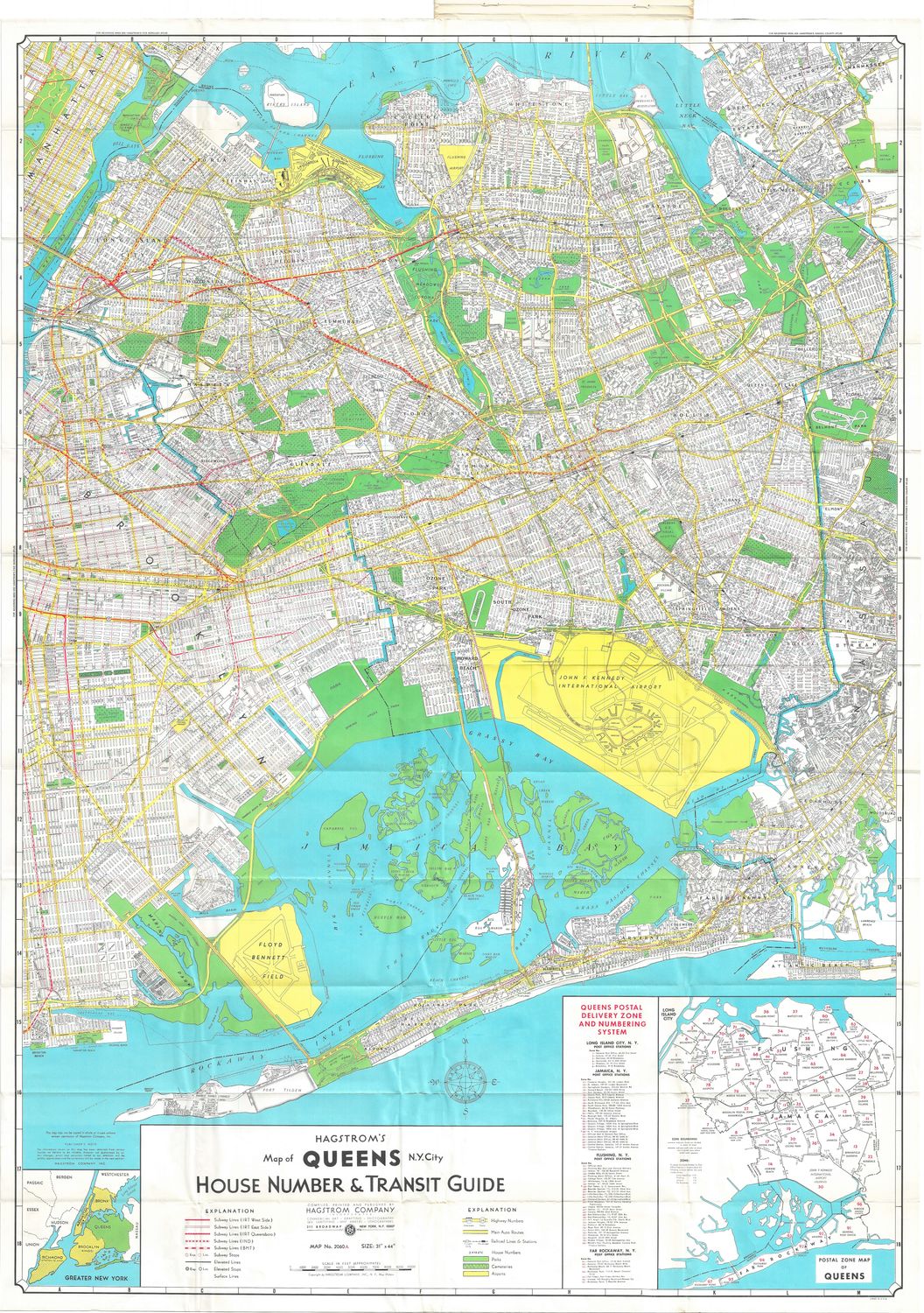 1960  Folding Map of Queens by Hagstrom