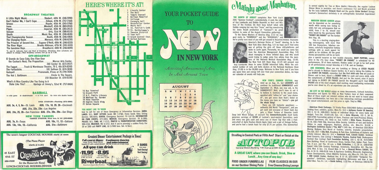 1973 New York City Now- August events and coupons