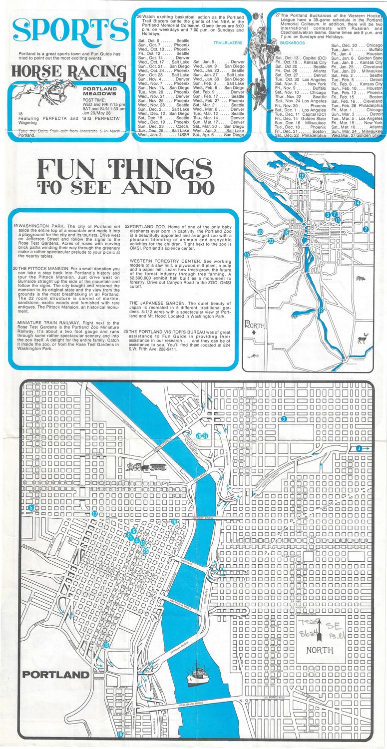 1973 Fun Map of Portland , Or. by Fun Guide International