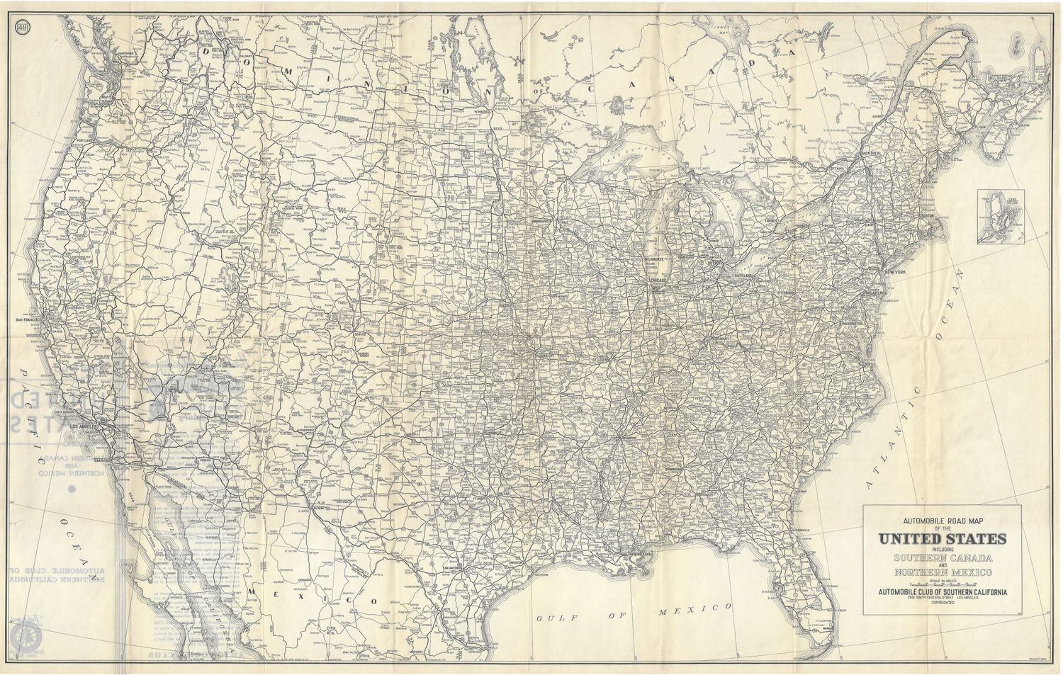1930 Road Map of the United States by ACSC