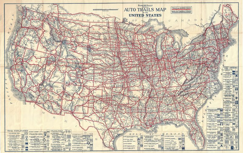 1922 United States Roads, Trails and Routes Map by Rand McNally