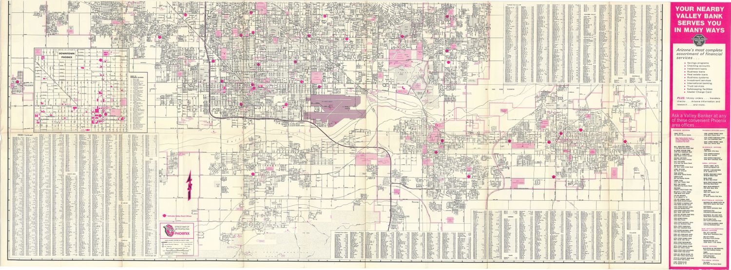 1972 City Map of Phoenix, Az from Valley National Bank