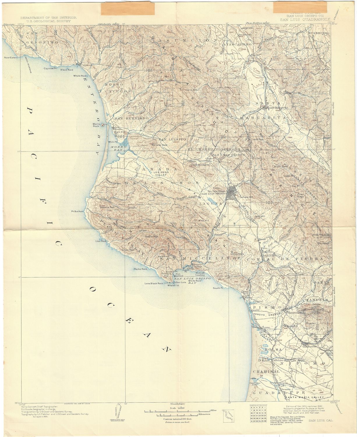 1900 San Luis Obispo Quad sheet  w/ Morro Bay