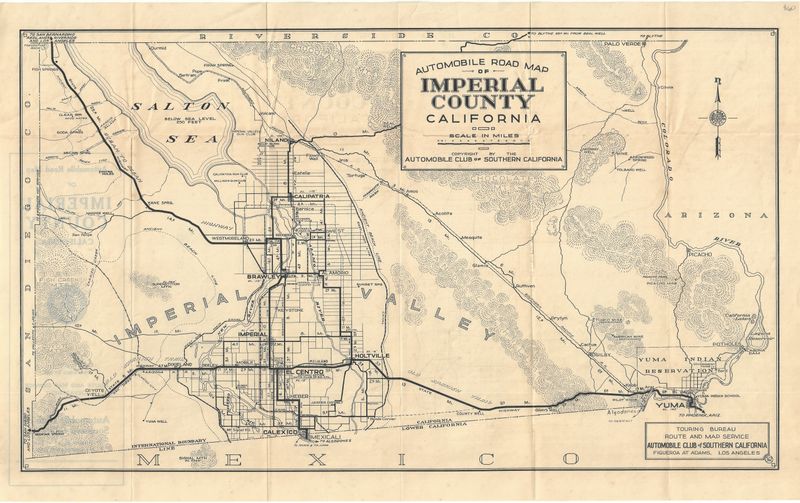 1928 Automobile Road Map of Imperial County from the ACSC