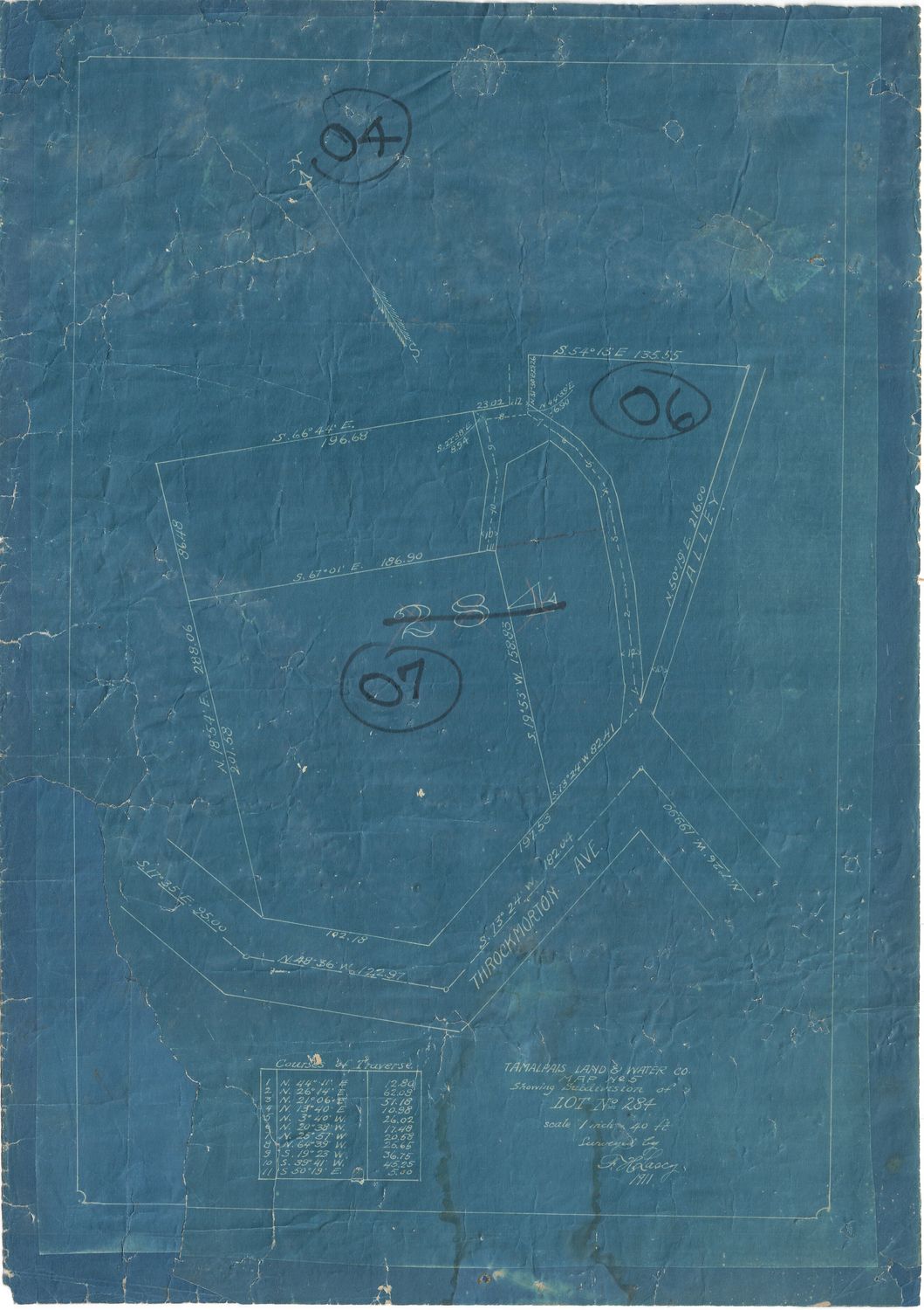 1911 Mill Valley-Tamalpias Land &amp; Water Co Blueprint