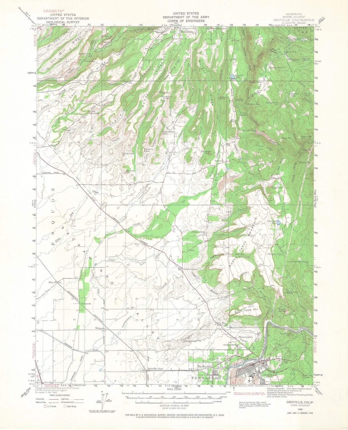 1953 Paradise , Ca &amp; Oroville, Ca Quad USGS 15 minute sheets