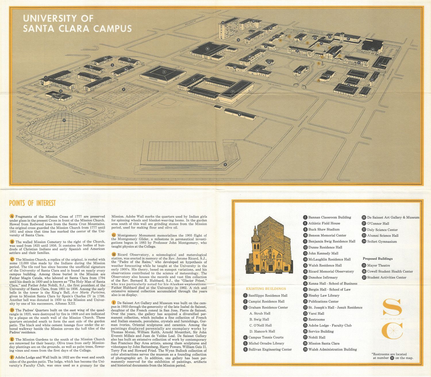 1965 Map of the University of Santa Clara Campus