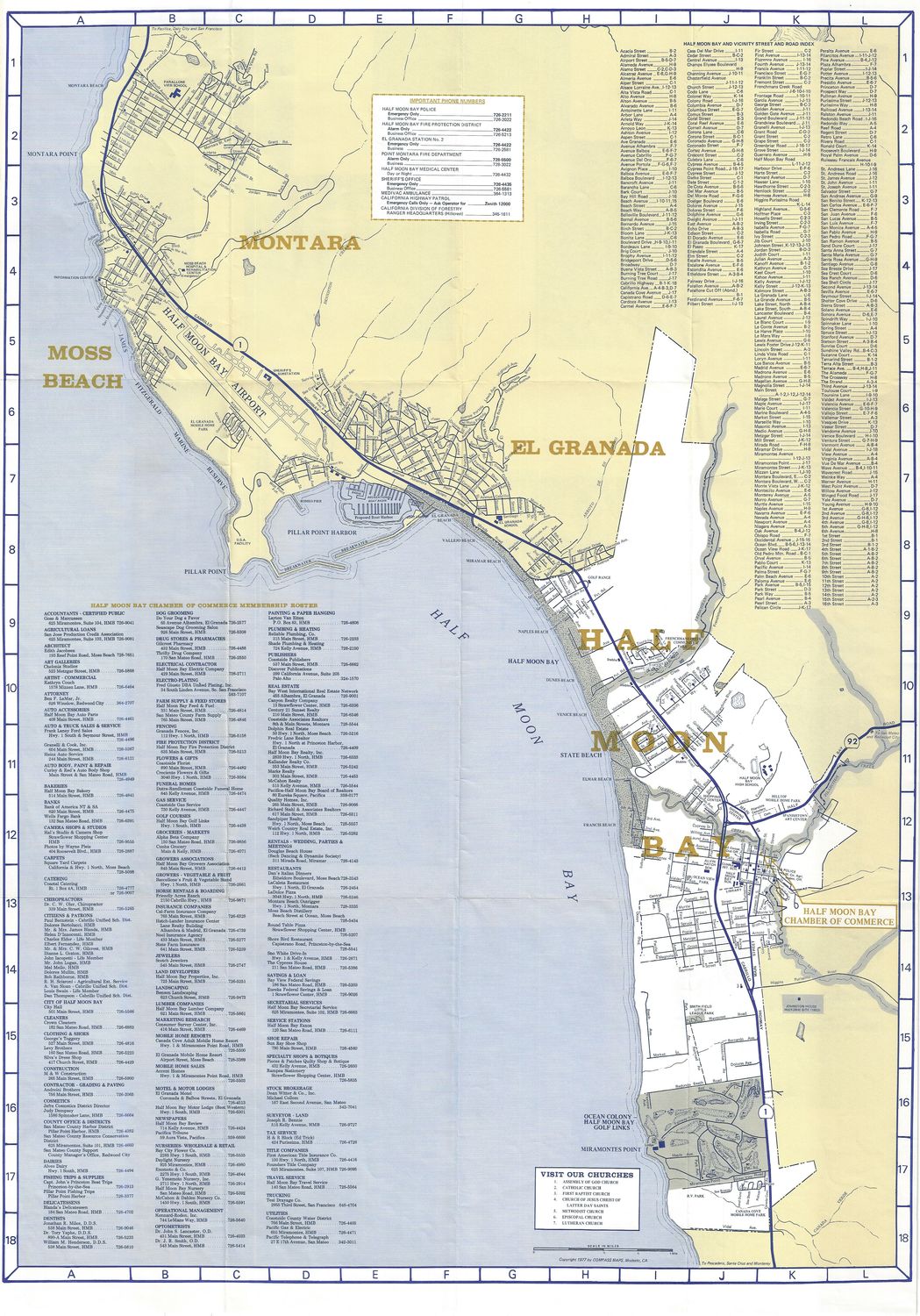 1977 Map of Half Moon Bay, Montara, Moss Beach, El Granada