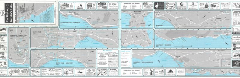 1986 Map of Highway 1- Halfmoon Bay, Santa Cruz, San Luis Obispo