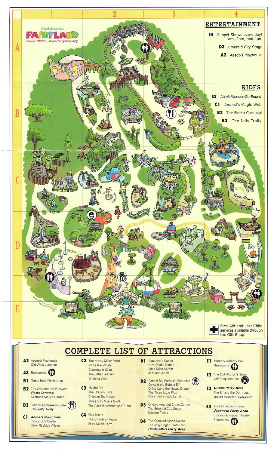 2012 Map of Children&#39;s Fairyland in Oakland ,  ca