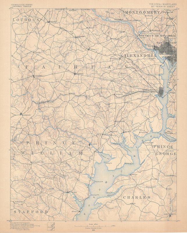 1890 USGS Mount Vernon, Virginia Quad 1st Edition