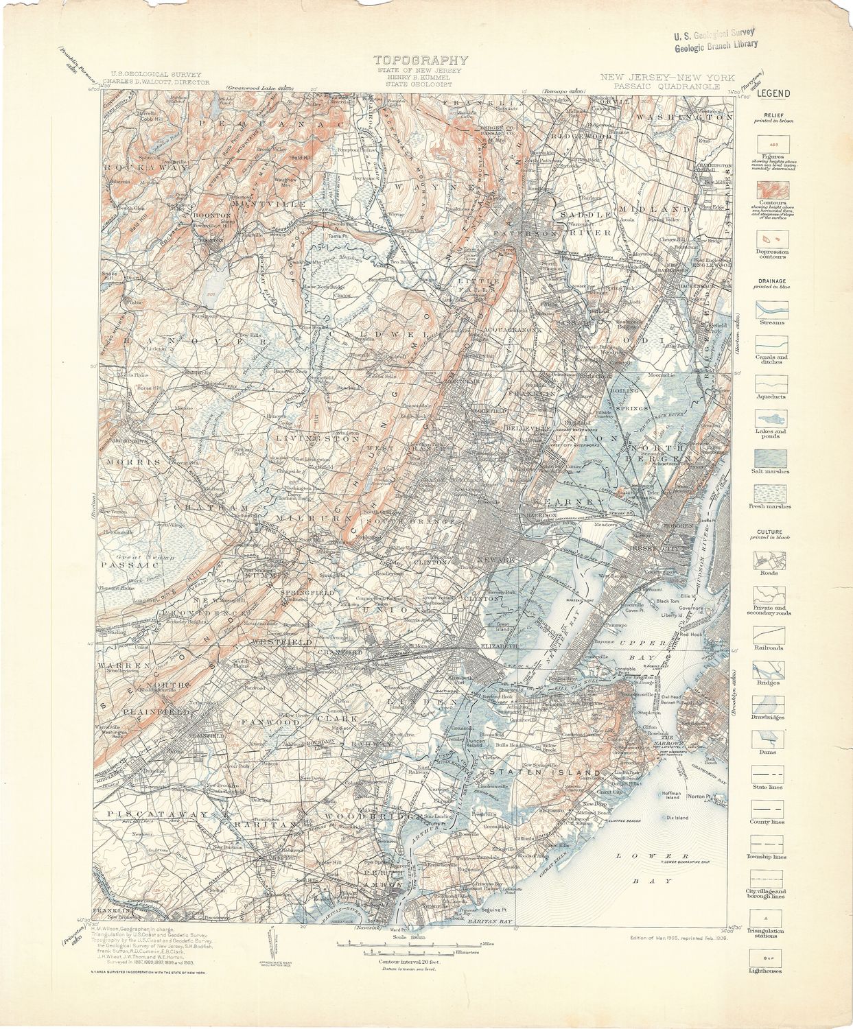 1908 (1905) 4 sheet Passaic New Jersey (Superficial, Structure ,Areal ,Topo)