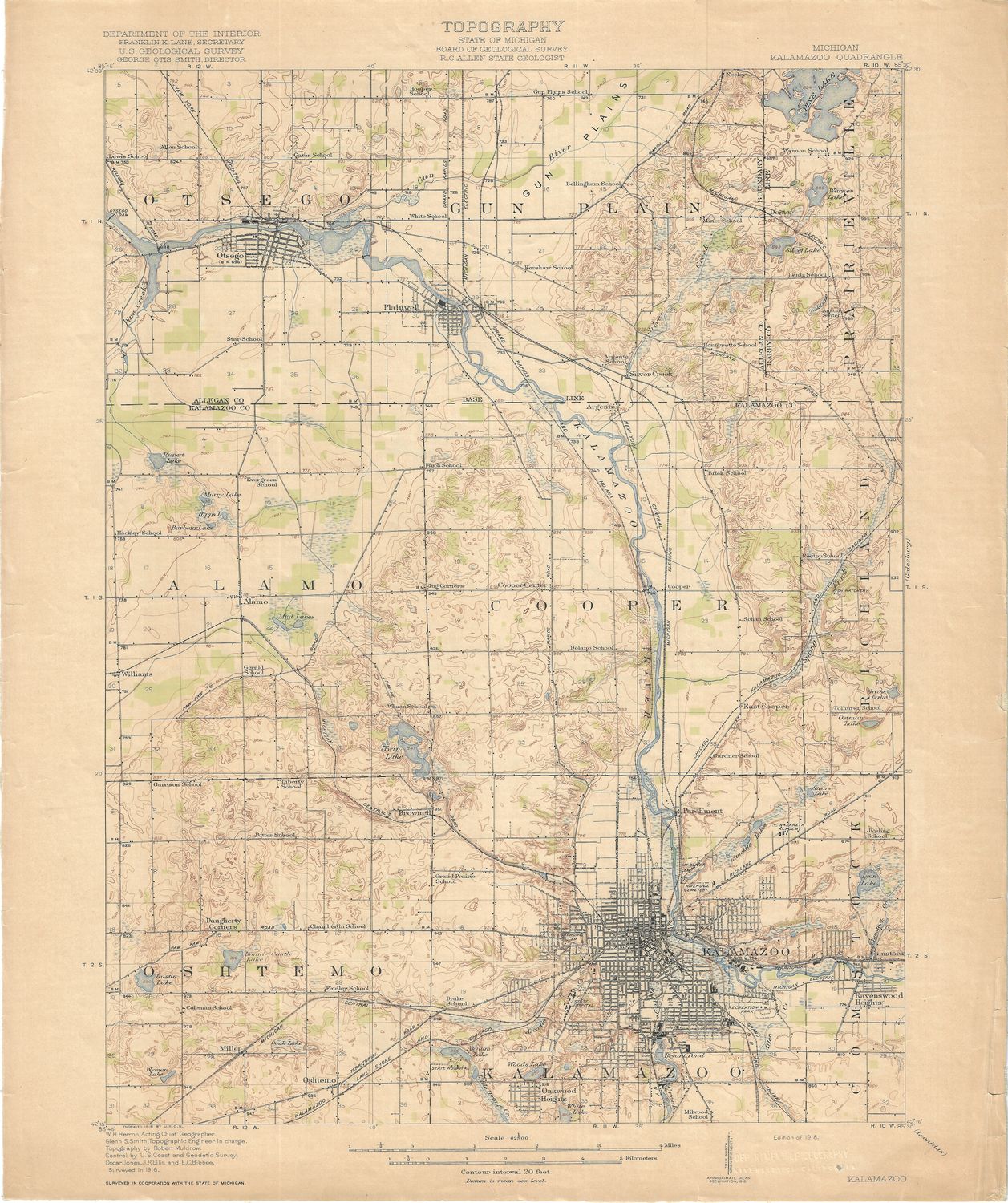 1918 USGS Kalamazoo, Michigan Quad