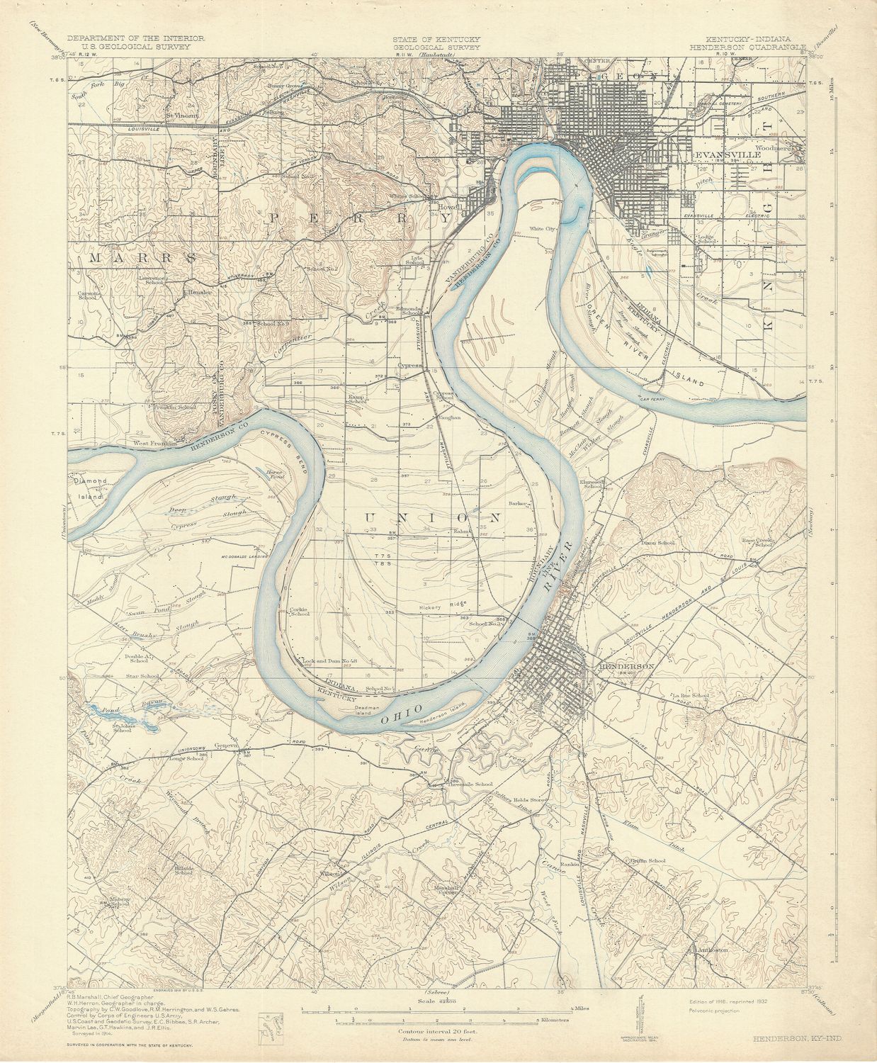 1932 (1916) USGS Henderson Ky Quad