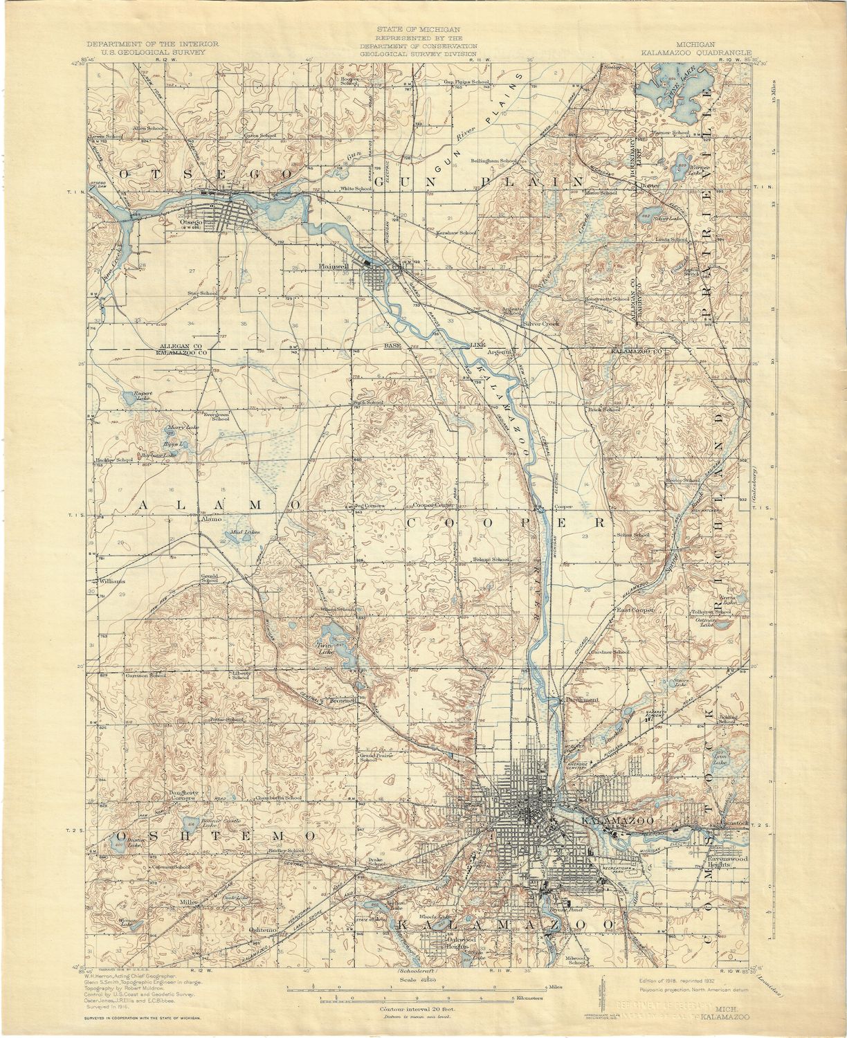 1932 (1918) USGS Kalamazoo, Michigan Quad