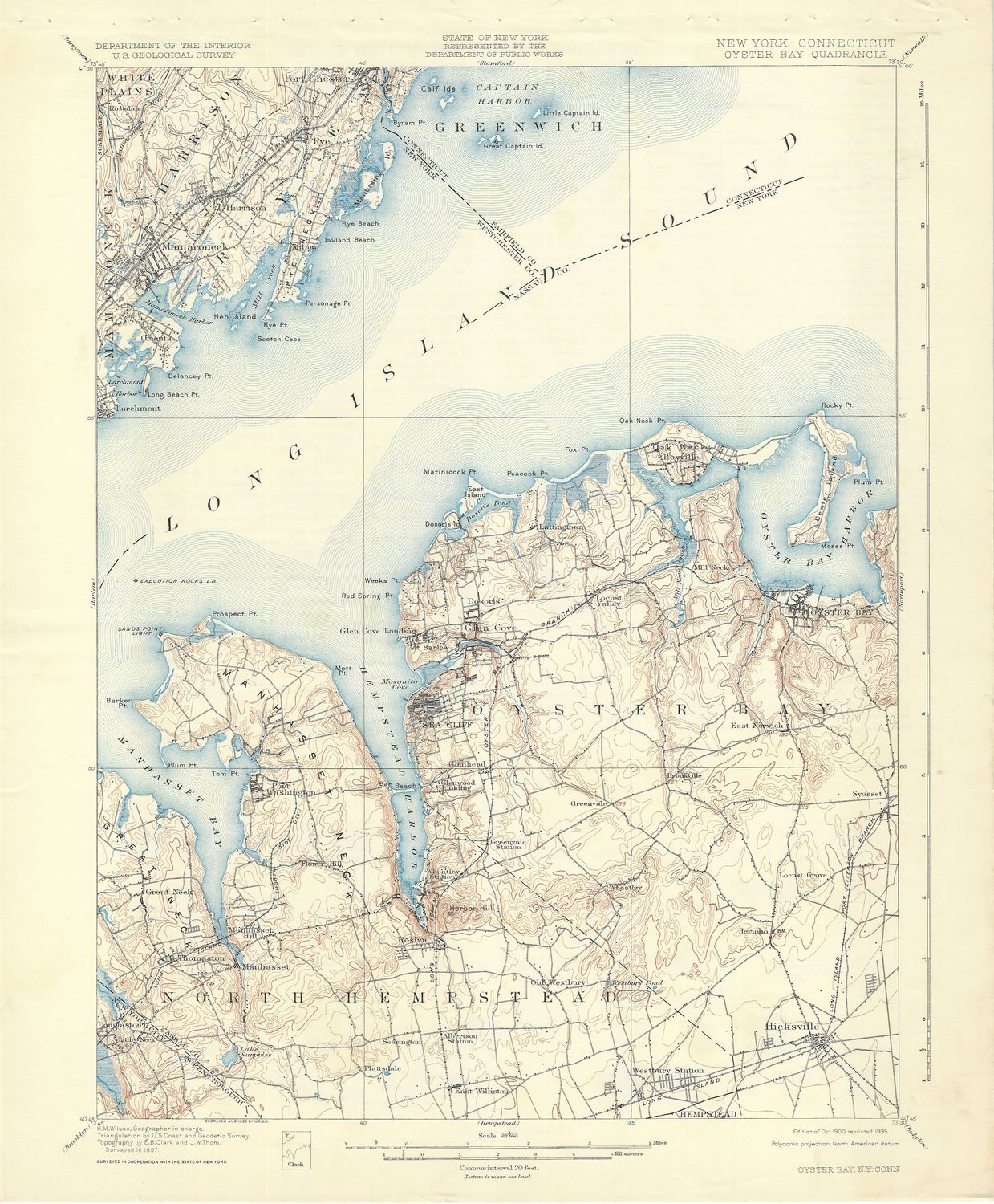1935 (1900) USGS Oyster Bay Long Island, NY Quad