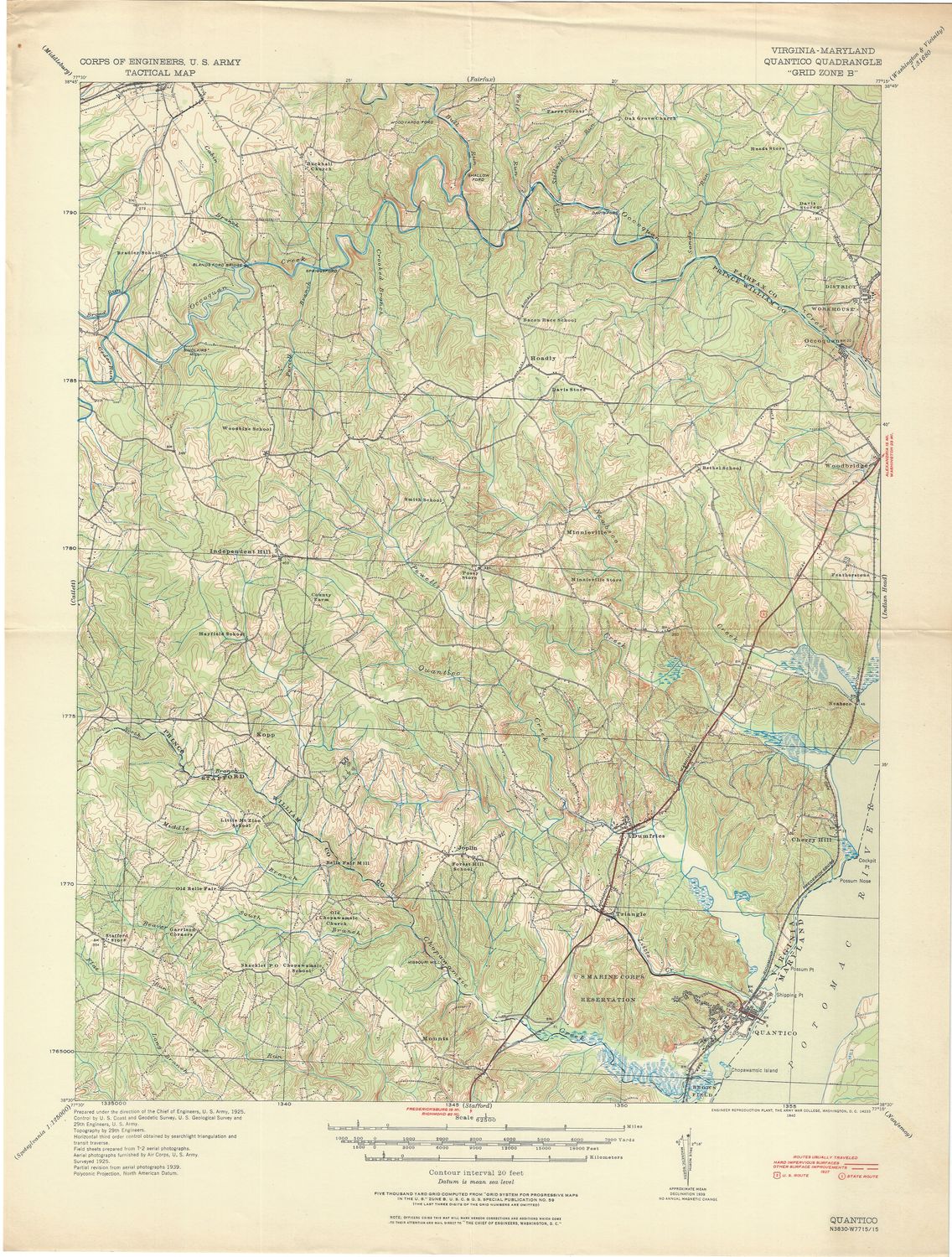 1940 USGS Quantico Virginia Quad