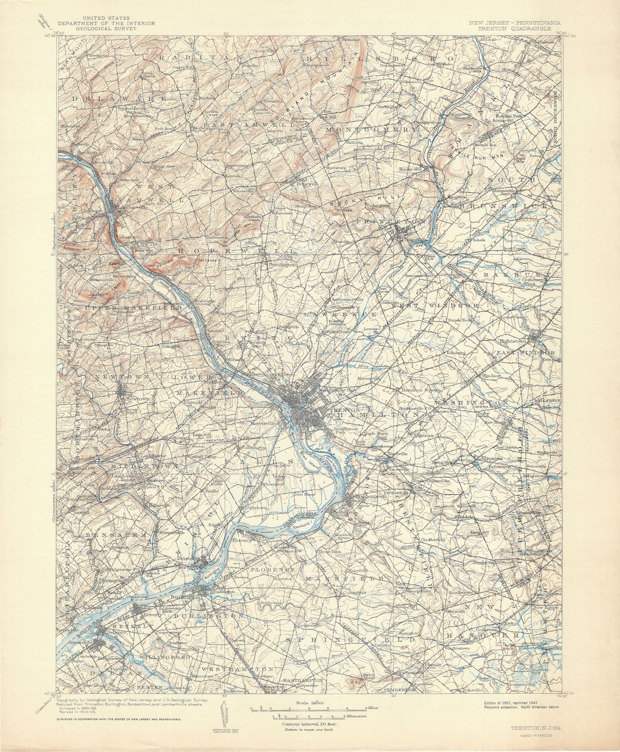 1941 (1907) USGS Trenton New Jersey Quad