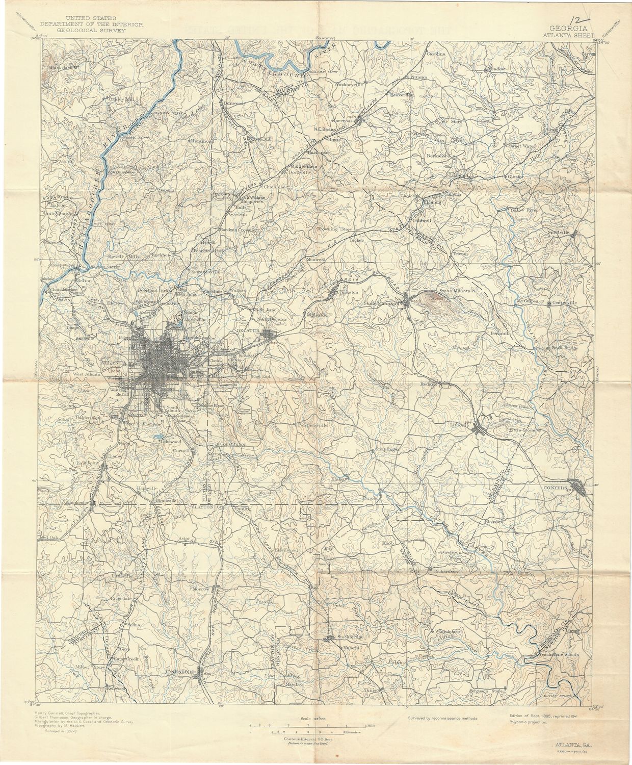 1941 (1895) USGS Atlanta Georgia Quad -Field Edition 