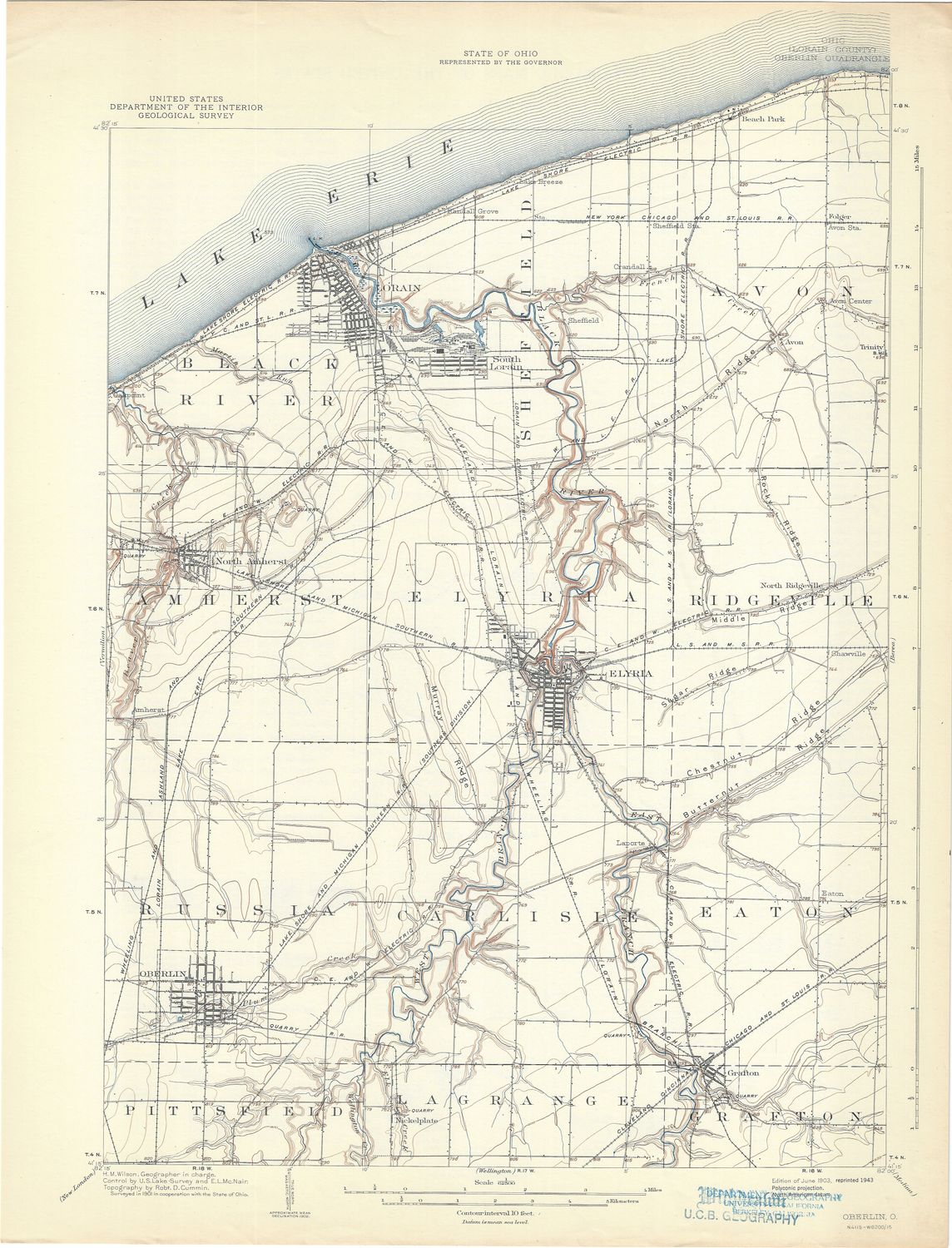 1943 (1903) USGS Oberlin Ohio Quad