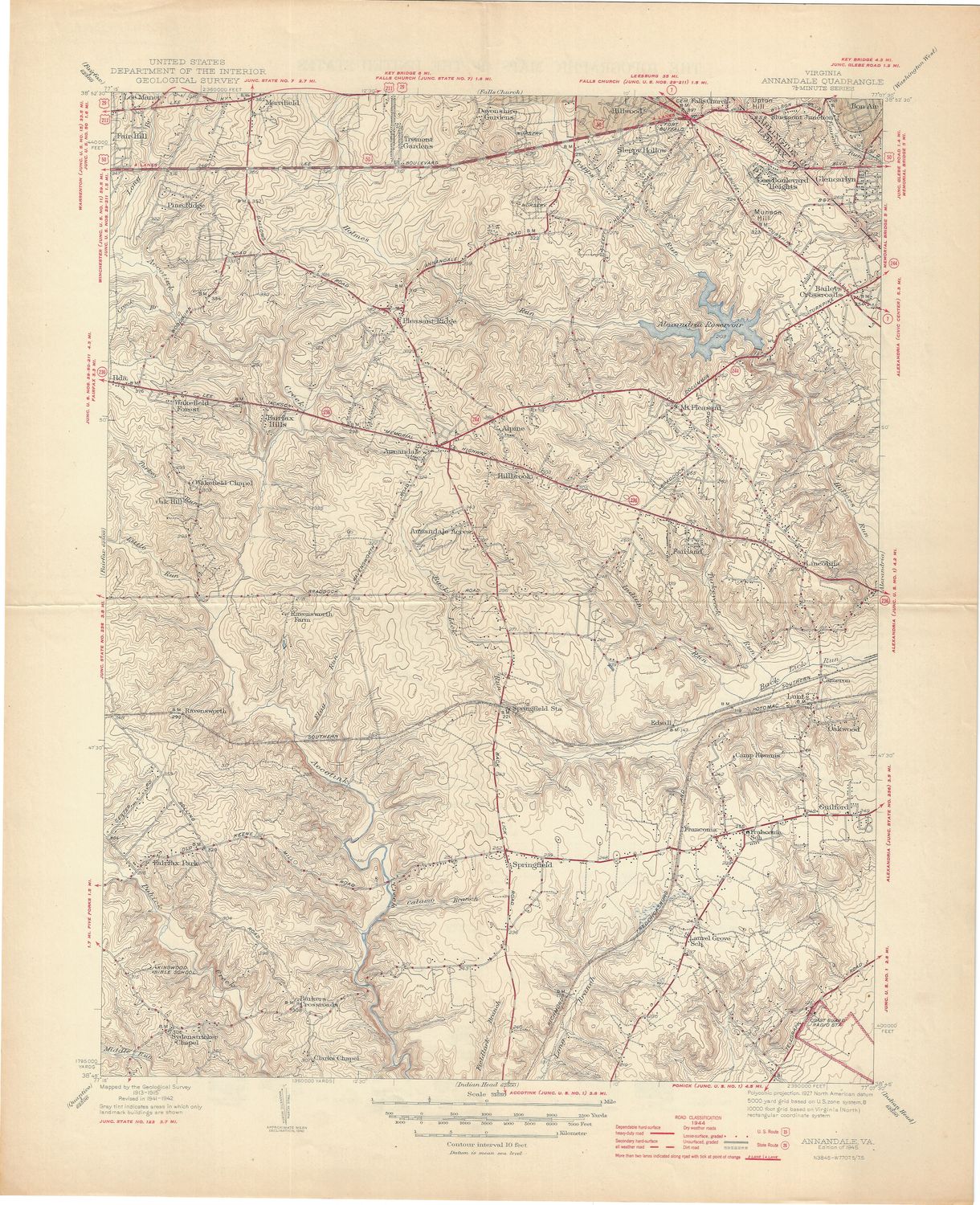 1945 USGS Annandale, Virginia Quad
