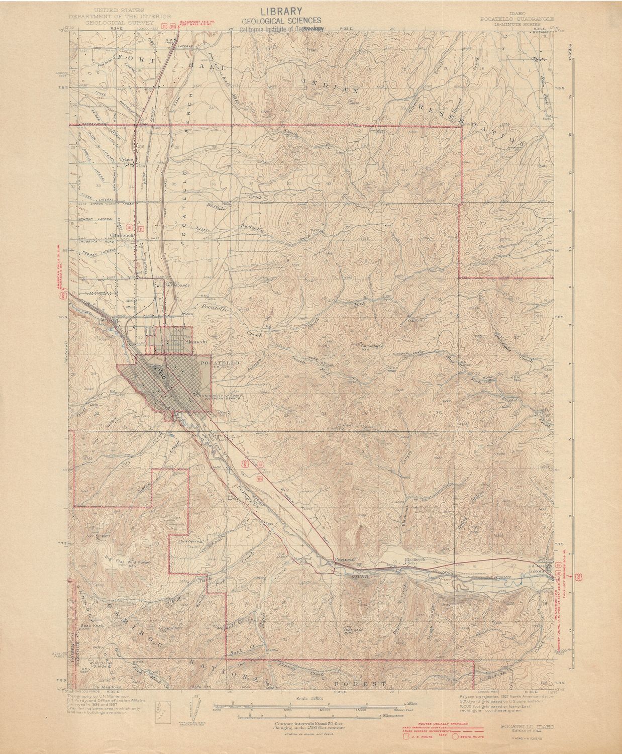 1944 USGS Pocatello Idaho Quad