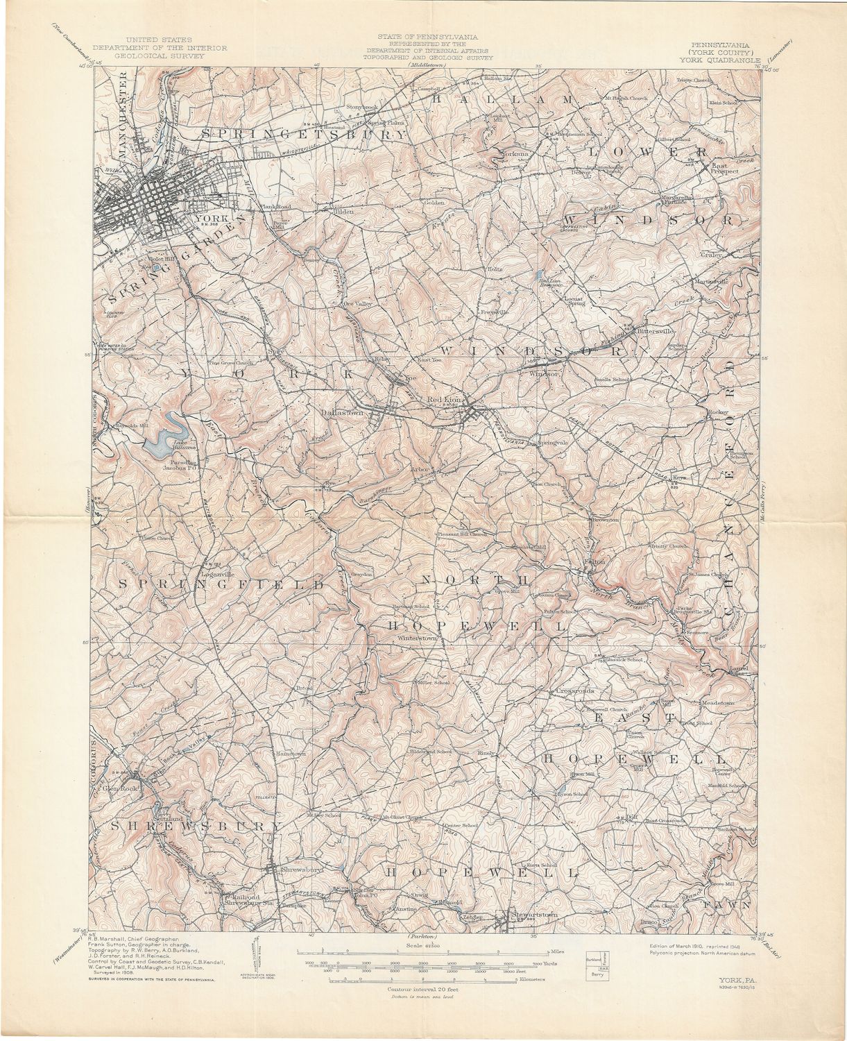 1948 (1910) USGS York Pennsylvania Quad