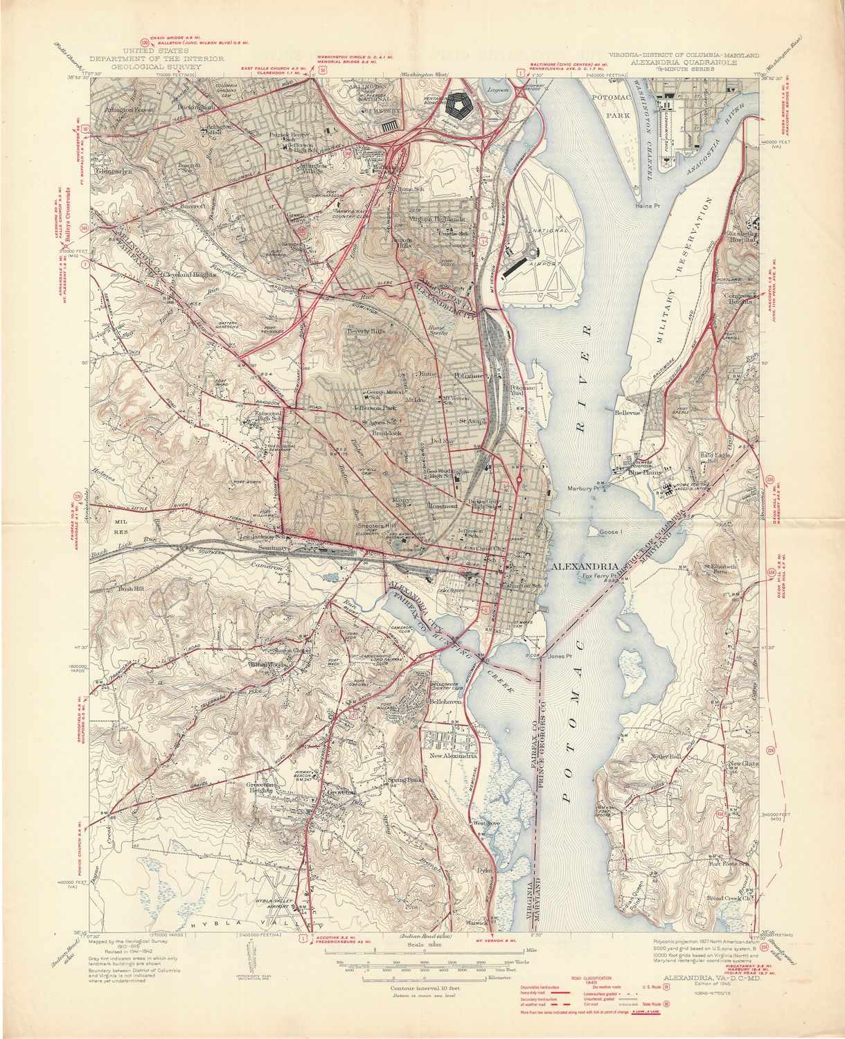 1945 USGS Alexandria, Virginia Quad