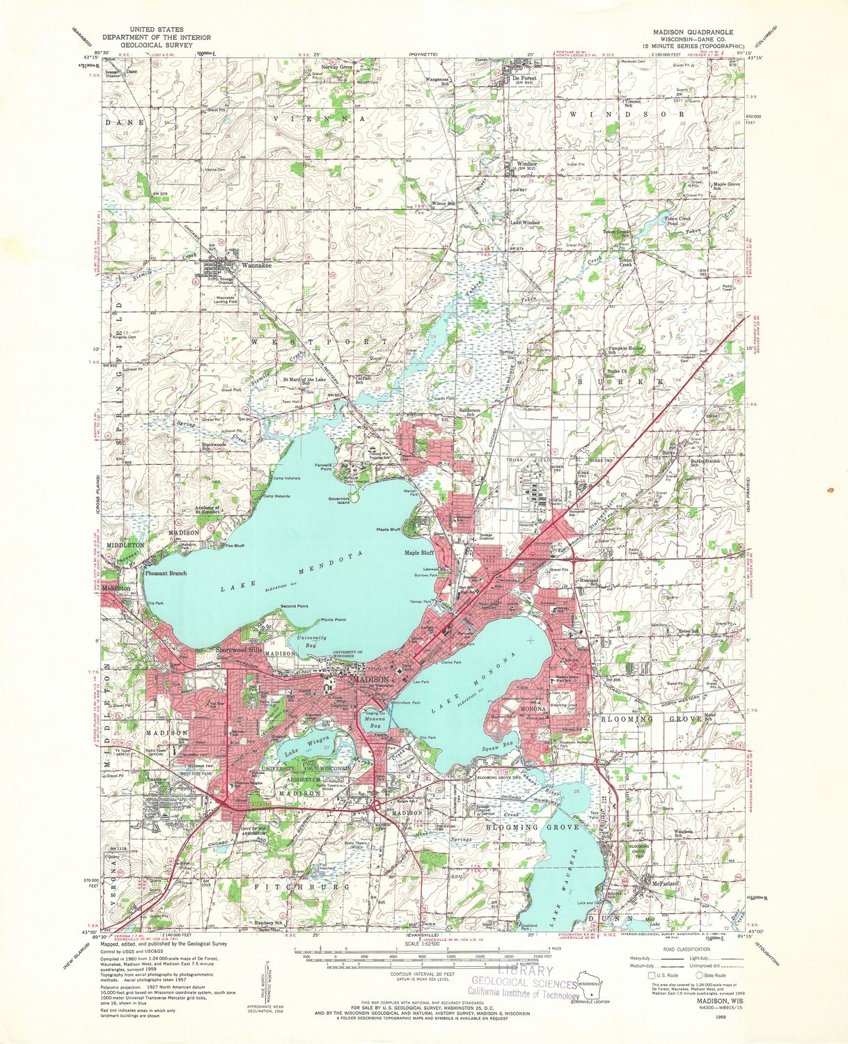 1954 USGS Madison , Wisconsin Quad