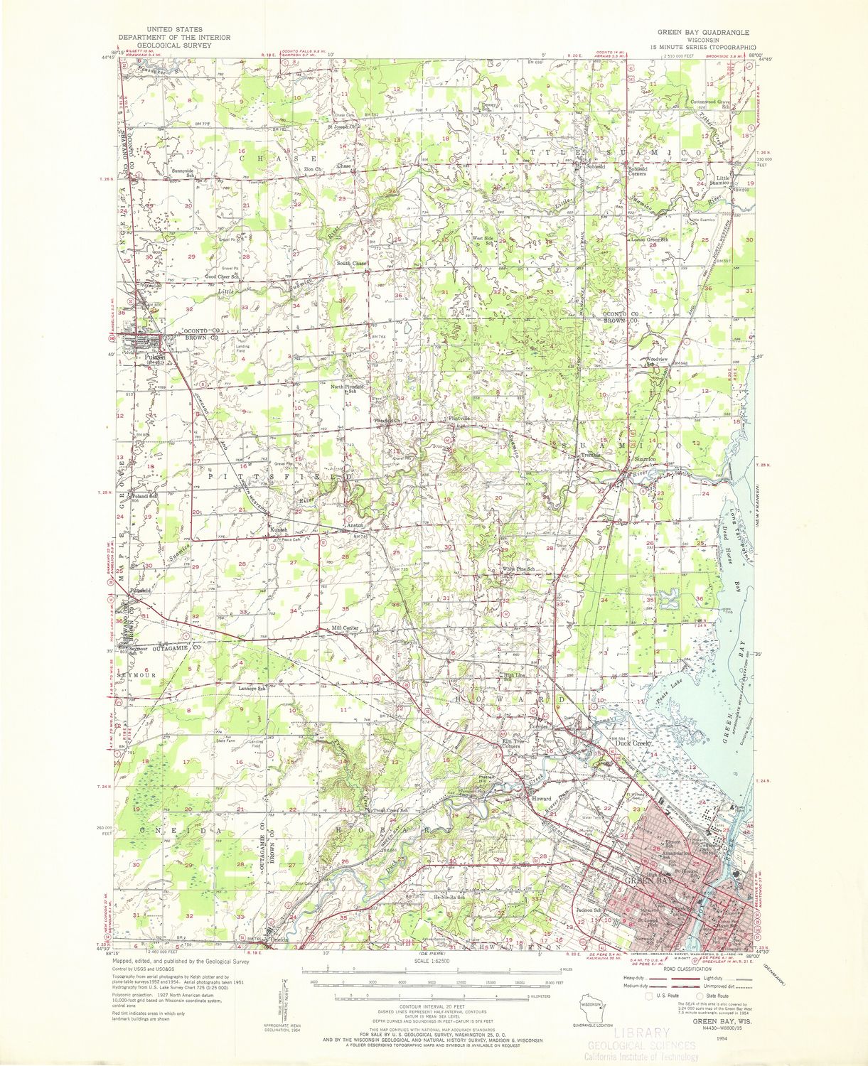 1954 USGS Green Bay Wisconsin Quad