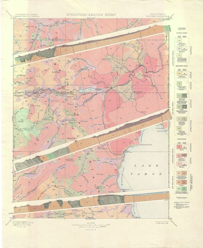 1896 USGS Pyramid Peak Lake Tahoe Structural Geology