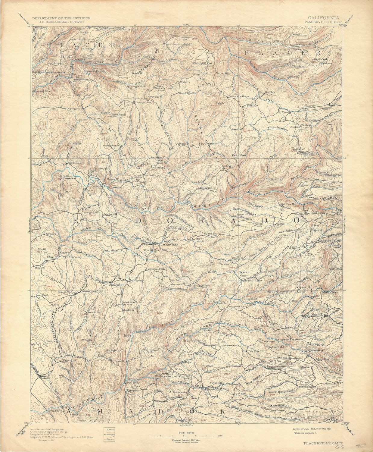 1931 USGS Placerville , Ca Quad