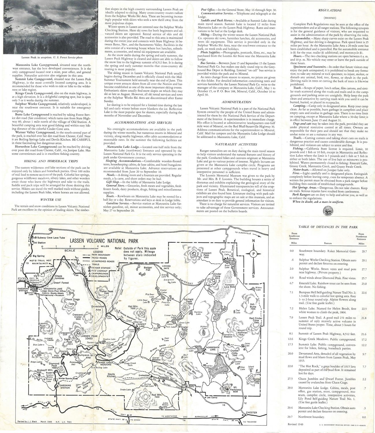 1949 Map of Lassen Volcanic National Park