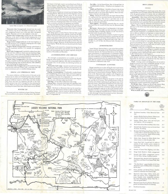 1949 Map of Lassen Volcanic National Park
