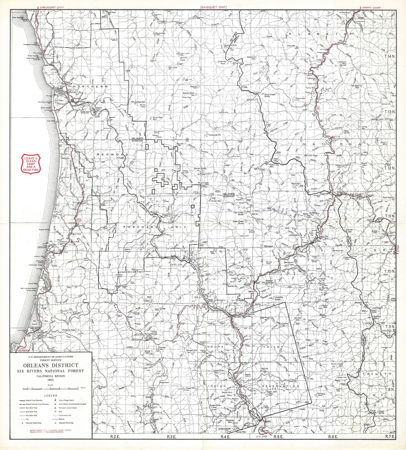 1955 Orleans District with Klamath River &amp; Town in Humboldt County