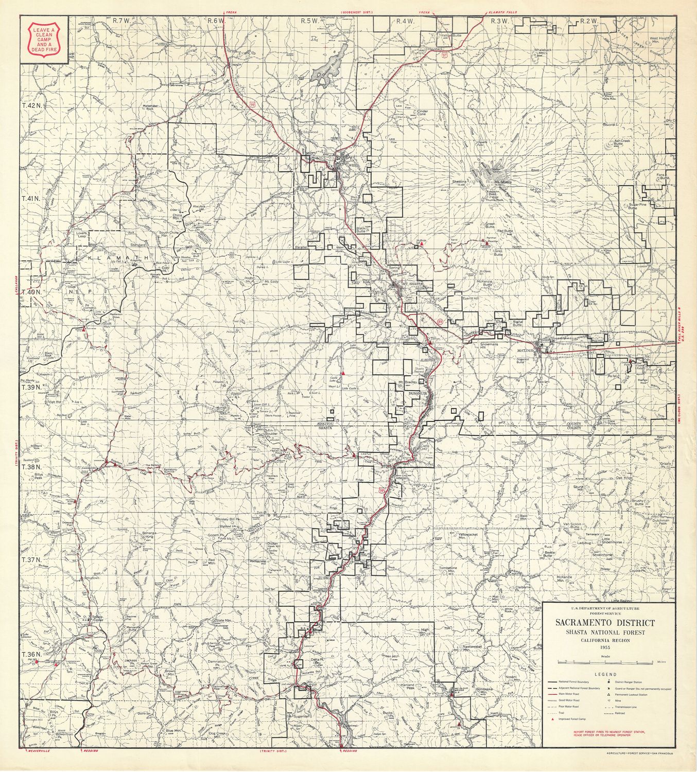 1955 Sacramento District with Mount Shasta