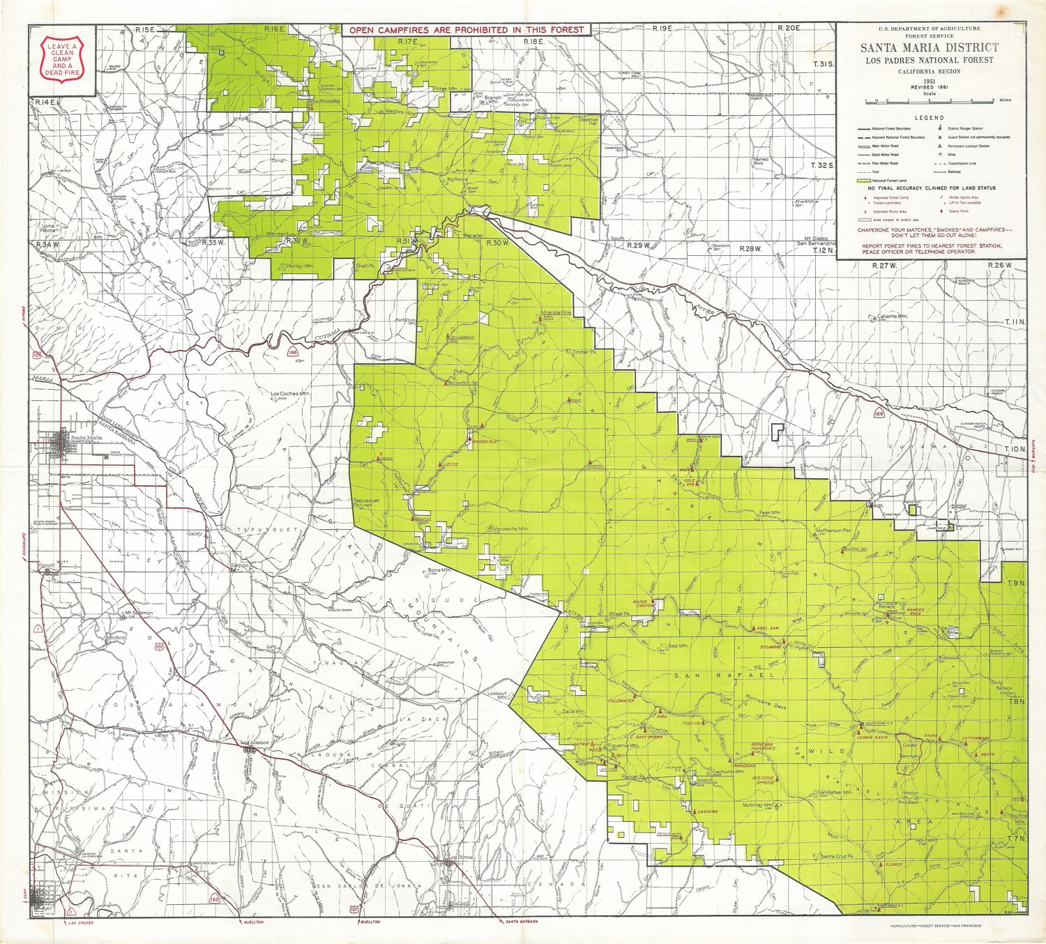 1961 (1951) Santa Maria District in the Los Padres National Forest